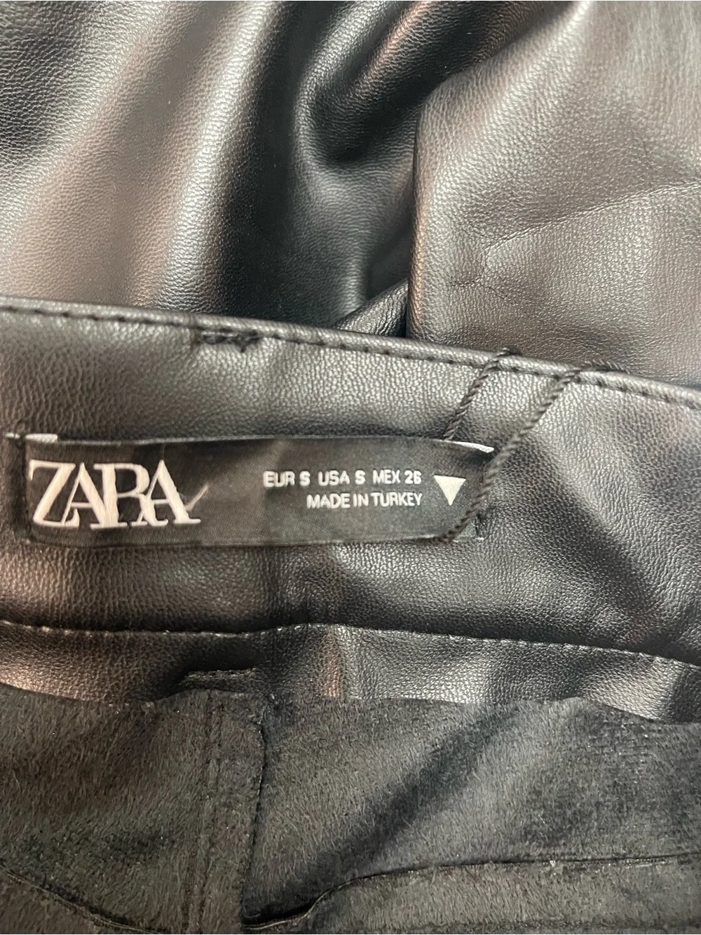 Zara Faux Leather Flared Trousers Pants Black